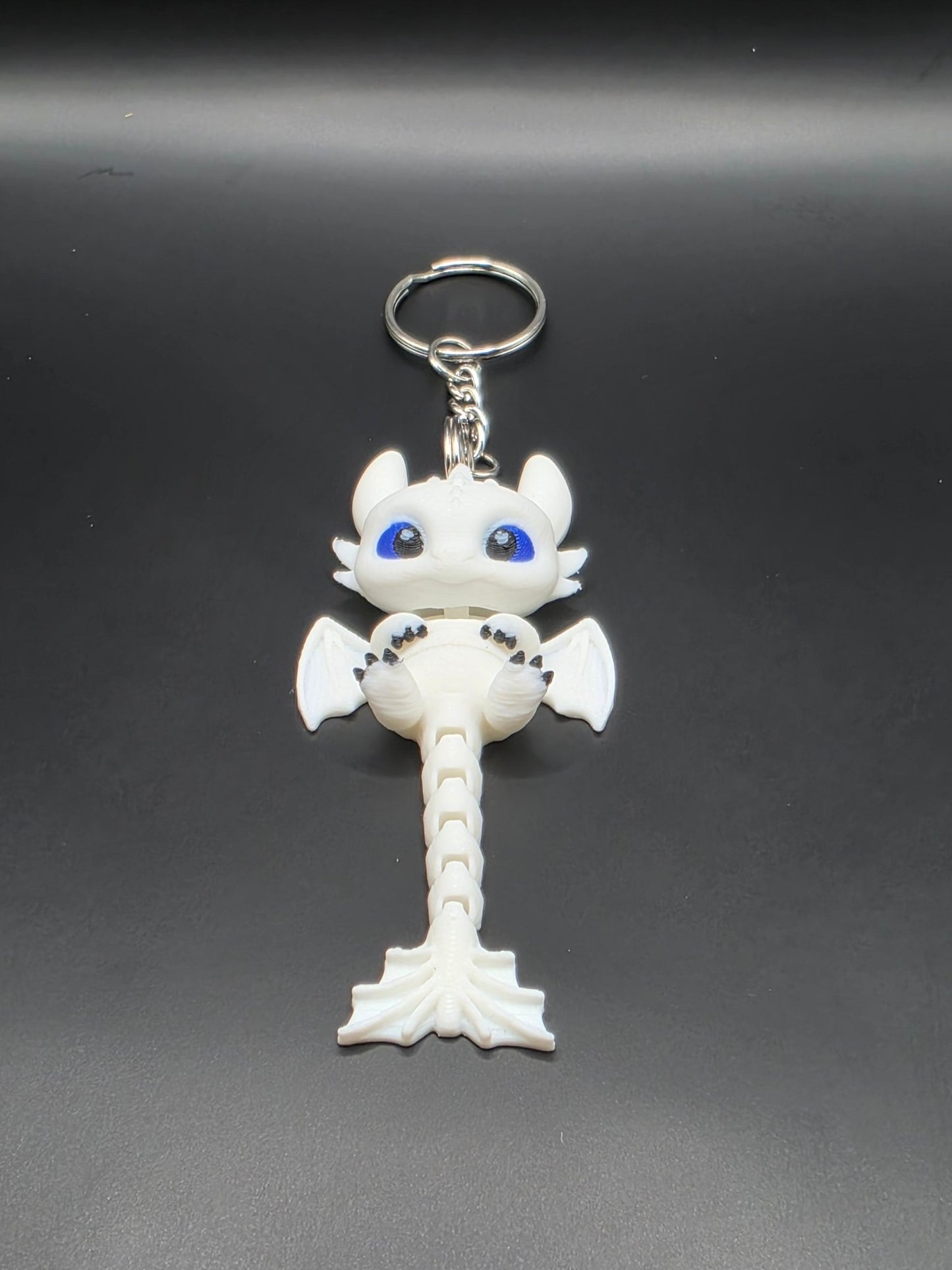 White Dragon Keychain | 3D Printed Charm | Backpack Accessory | Ideal for Dragon Fans - SkeletonEarth Designs