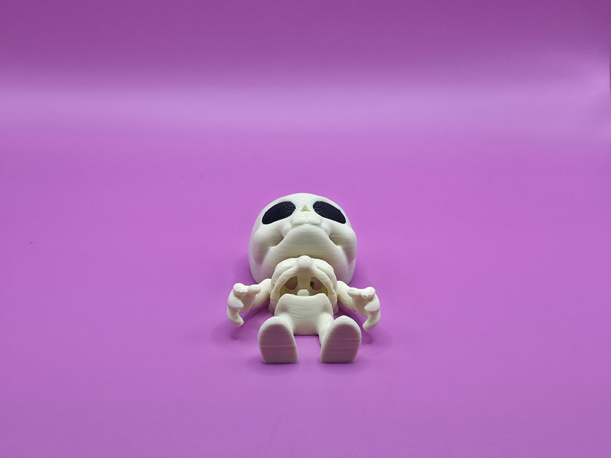Flexi Skeleton Figurine, 3D Printed Poseable Skull Figure, Spooky Fridge Decor - SkeletonEarth Designs
