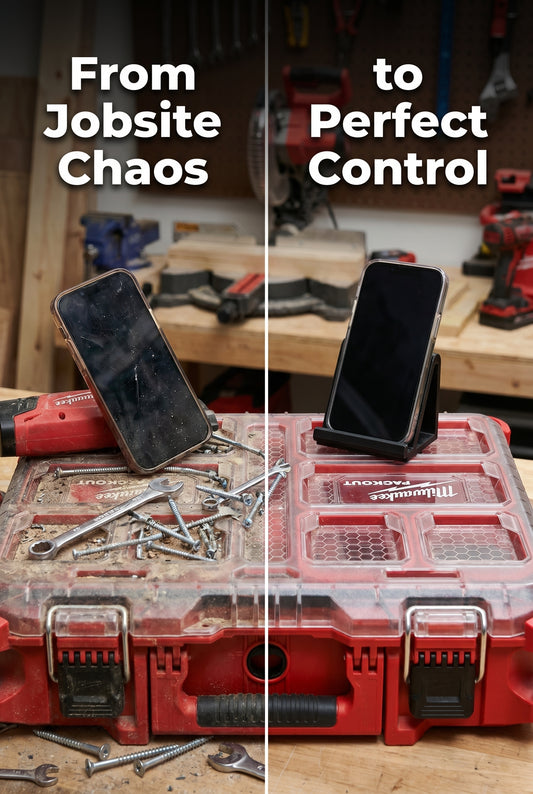 3D Printed Milwaukee Packout Phone Holder | Packout Accessory | Jobsite Phone Mount | Tool Box Phone Holder | Garage Organizer | Packout Add On