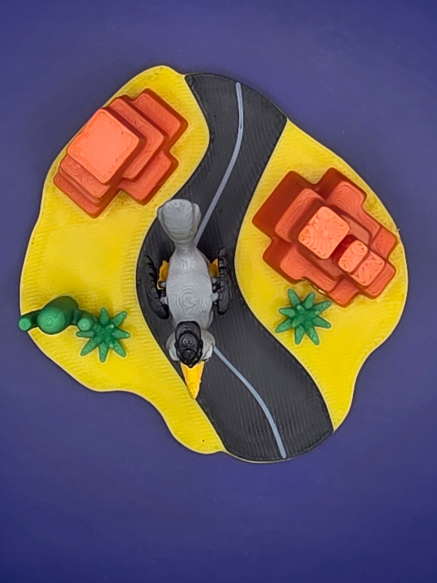 Cute Articulated Road Runner with Desert Highway Set | 3D Printed Southwestern Bird Figurine | Poseable Desert Diorama | Desk Decor Gift