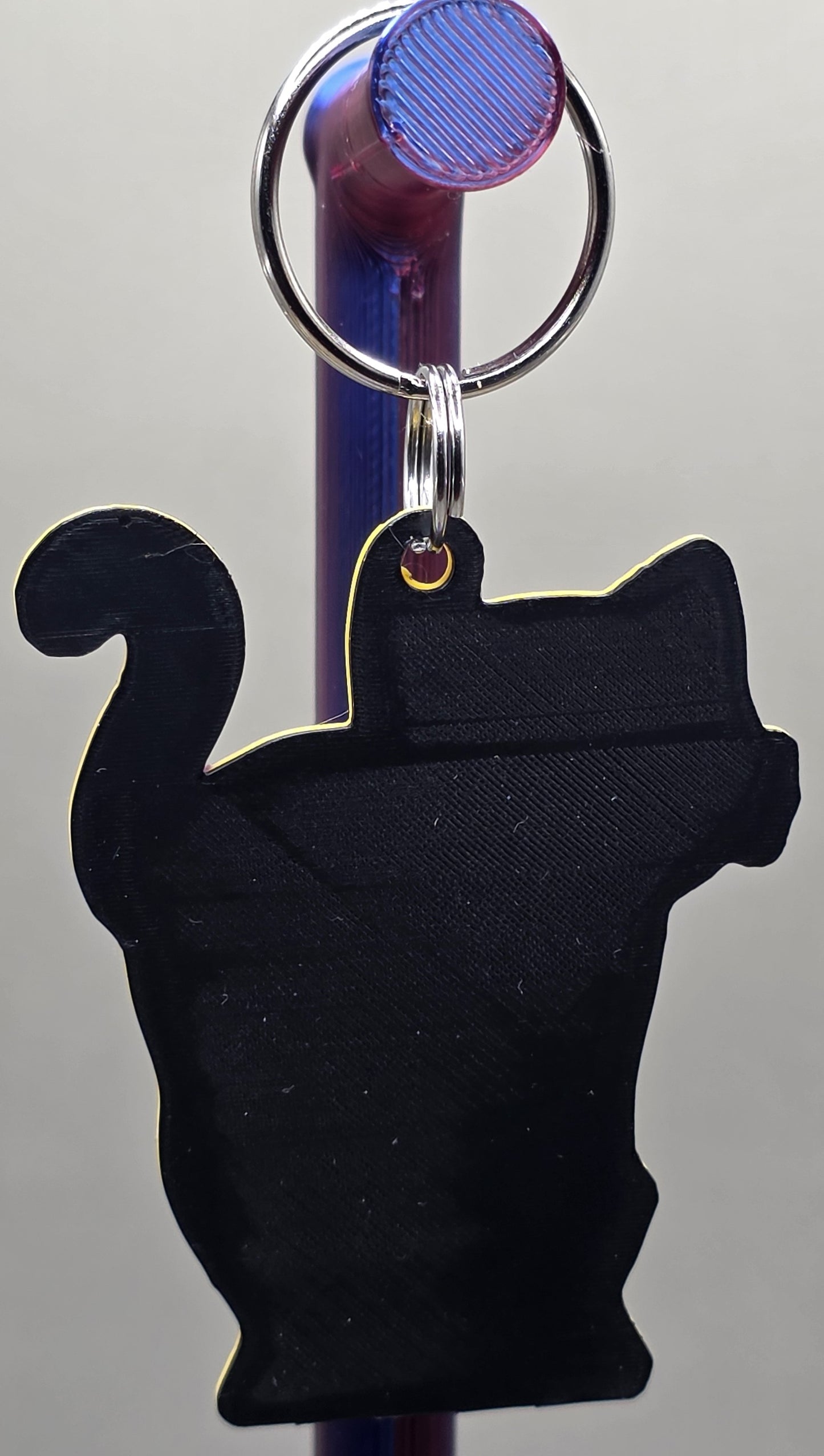 Halloween Cat Keychain, Spooky Black Cat 3D Printed Keychain, Cute Halloween Gift, BOO Cat Charm, Fall Bag Charm, Trick or Treat Accessory