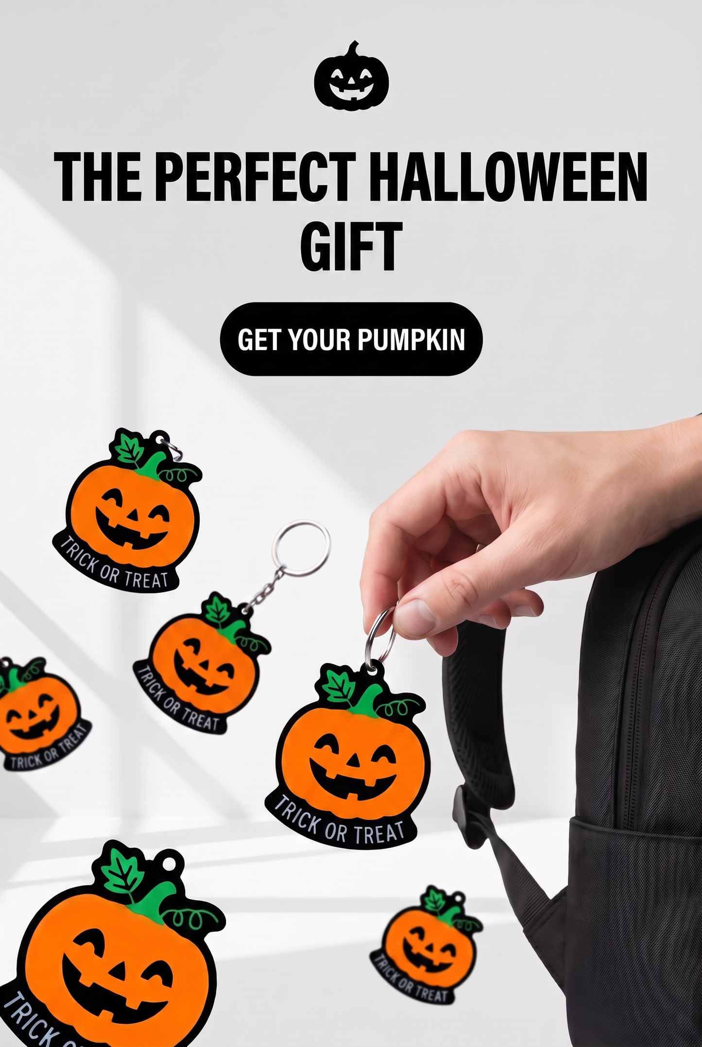 3D Printed Halloween Pumpkin Keychain, Trick or Treat Jack O Lantern Charm, Cute Fall Keyring, Spooky Season Bag Charm, Halloween Gift