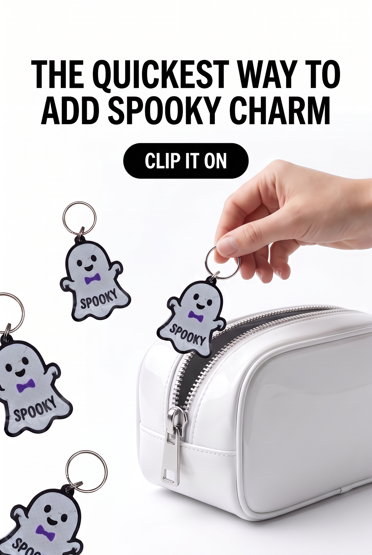 3D Printed Spooky Ghost Keychain, Cute Halloween Ghost Bag Charm, Purple Bow Tie Ghost Keyring, Boo Boo Halloween Accessory, Spooky Gift