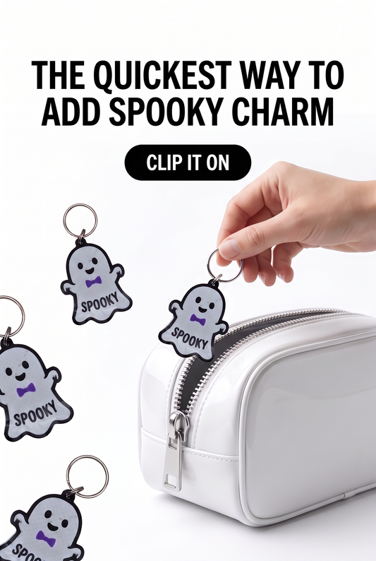 3D Printed Spooky Ghost Keychain, Cute Halloween Ghost Bag Charm, Purple Bow Tie Ghost Keyring, Boo Boo Halloween Accessory, Spooky Gift