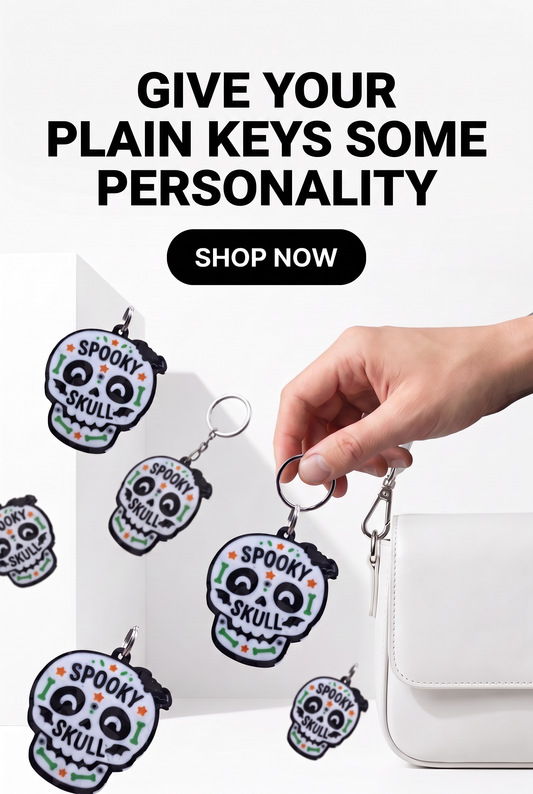 Spooky Skull Keychain, 3D Printed Halloween Skull Bag Charm, Cute Creepy Key Ring, Gothic Accessory, Spooky Season Gift