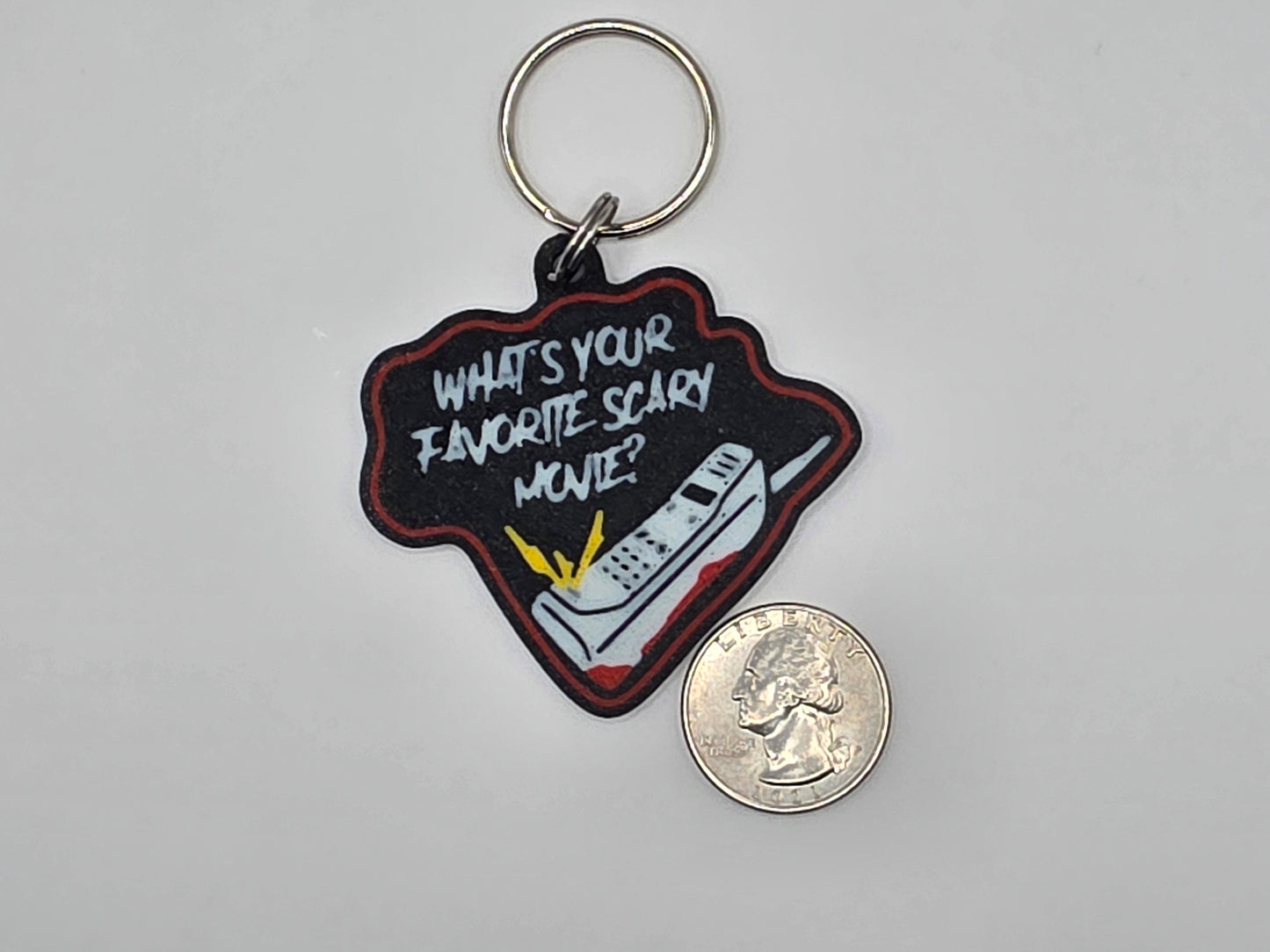 What’s Your Favorite Scary Movie? Horror Keychain, Slasher Movie Fan Gift, Spooky Horror Accessory, Halloween Keychain