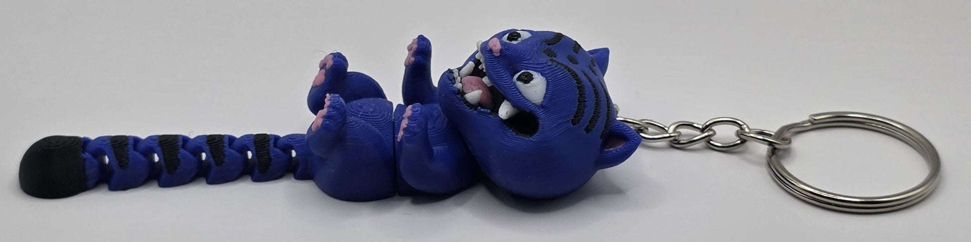 Articulated Derpy Cat Keychain | 3D Printed Fidget Cat | Cute Cat Keyring | Funny Cat Bag Charm | Kawaii Cat Gift | Flexible Keychain - SkeletonEarth Designs