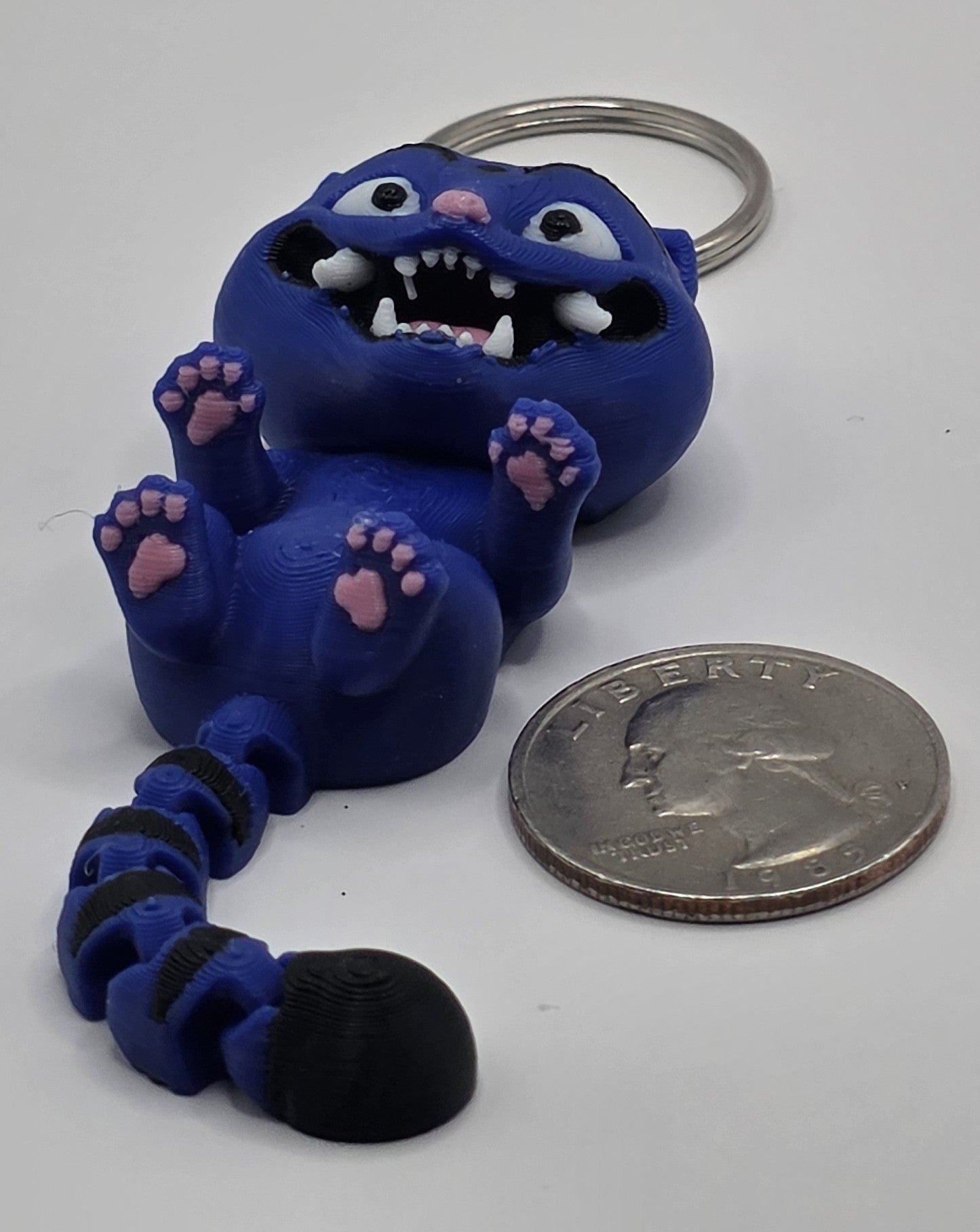 Articulated Derpy Cat Keychain | 3D Printed Fidget Cat | Cute Cat Keyring | Funny Cat Bag Charm | Kawaii Cat Gift | Flexible Keychain - SkeletonEarth Designs
