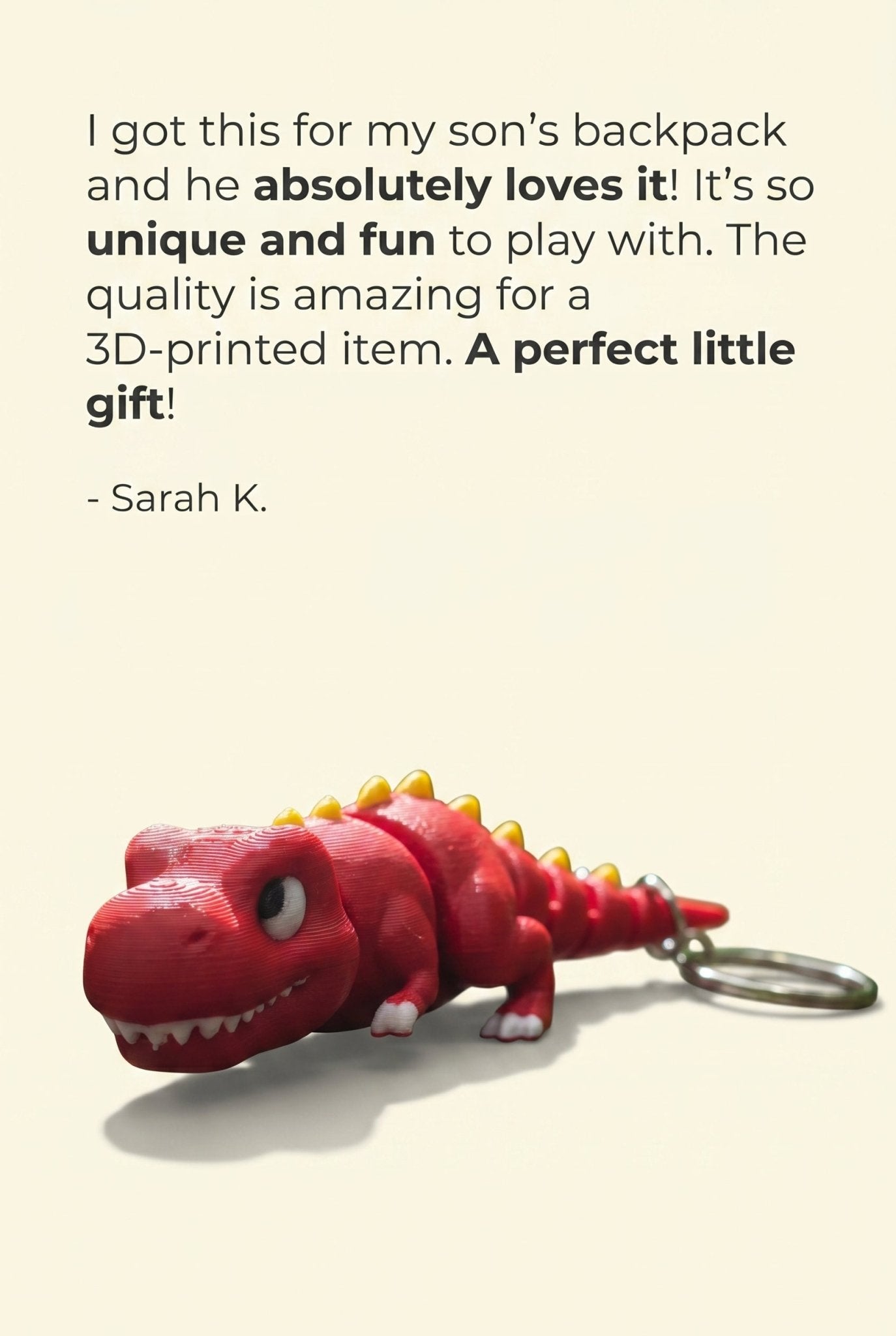 Articulated Tyrannosaurus Rex Keychain | 3D Printed Dino Keyring | Flexible T Rex Accessory | Cute Dinosaur Gift | Backpack Charm | Stocking Stuffer - SkeletonEarth Designs