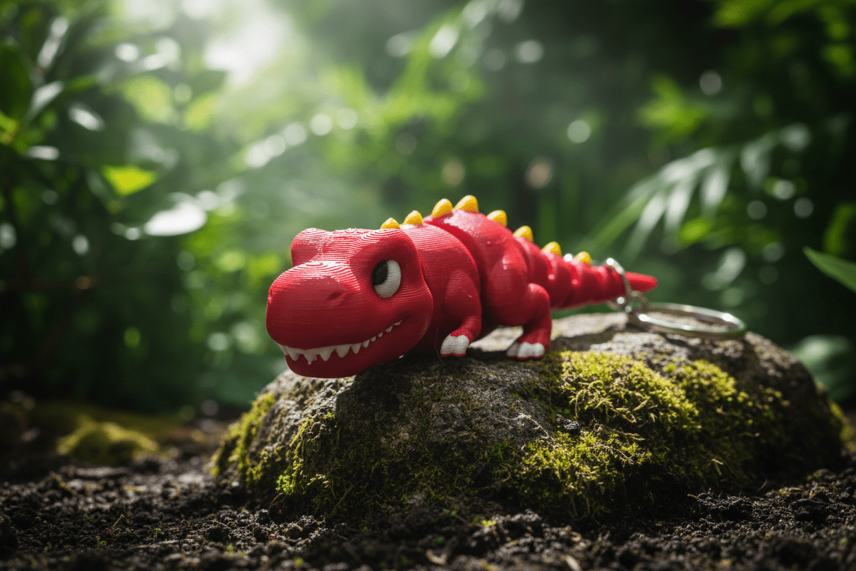 Articulated Tyrannosaurus Rex Keychain | 3D Printed Dino Keyring | Flexible T Rex Accessory | Cute Dinosaur Gift | Backpack Charm | Stocking Stuffer - SkeletonEarth Designs