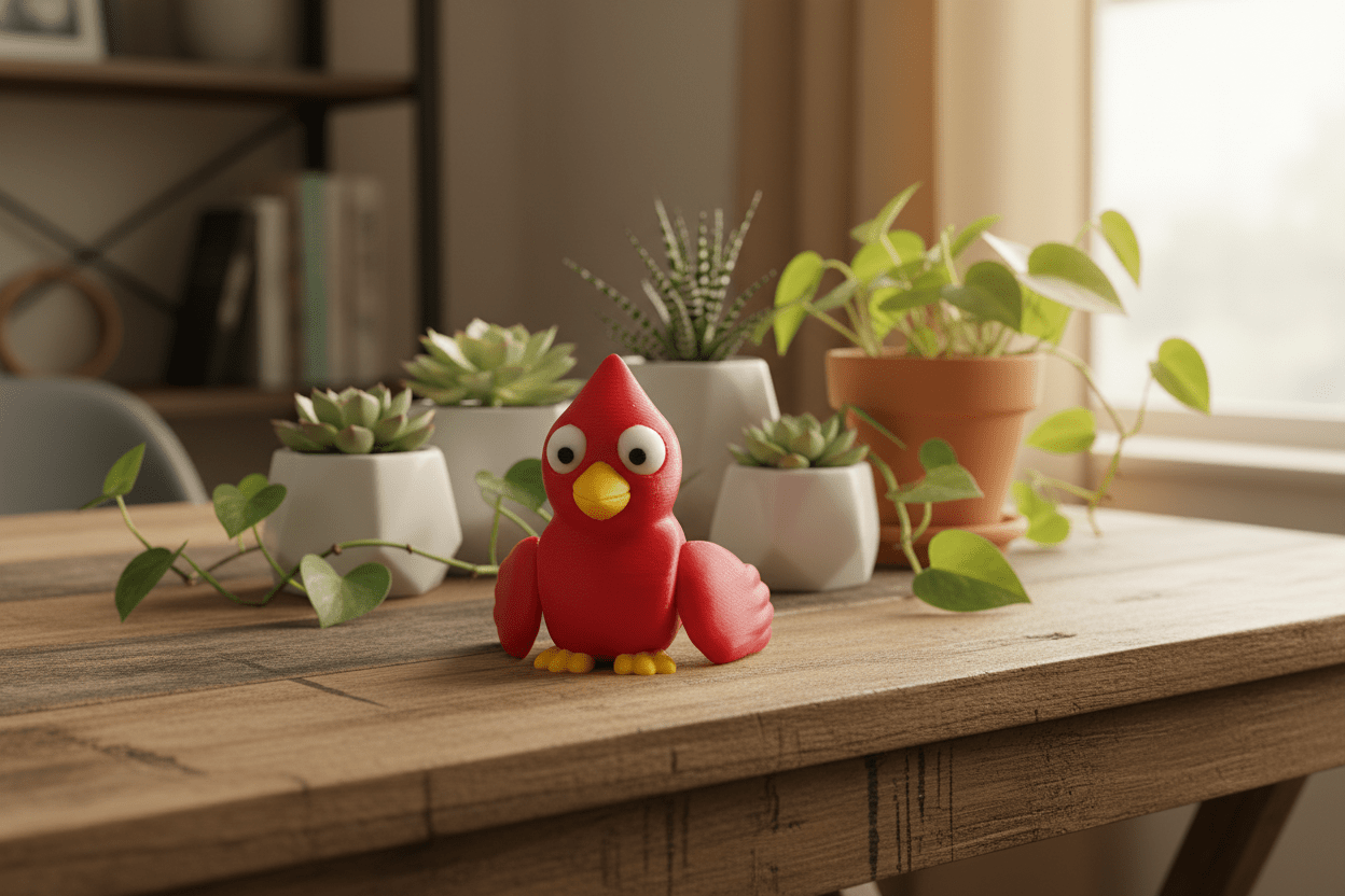 Cute Articulated Cardinal | 3D Printed Bird Decor | Poseable Cardinal Figure | Flexible Bird Toy | Bird Lover Gift | Desk Companion | Woodland Decor - SkeletonEarth Designs