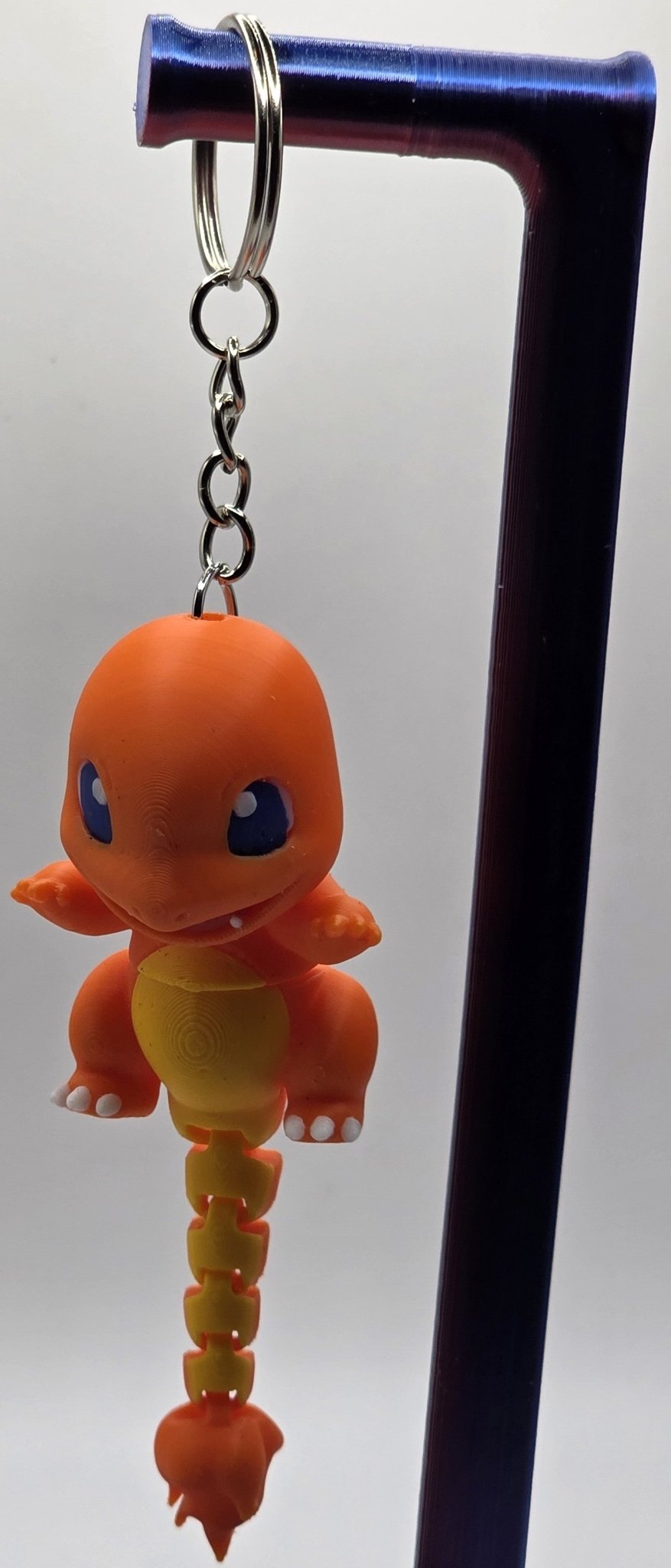 Cute Articulated Charmander Keychain | 3D Printed Fire Lizard Keychain | Pocket Monster Inspired Backpack Charm | Cute Gamer Gift | Fantasy Creature Accessory - SkeletonEarth Designs