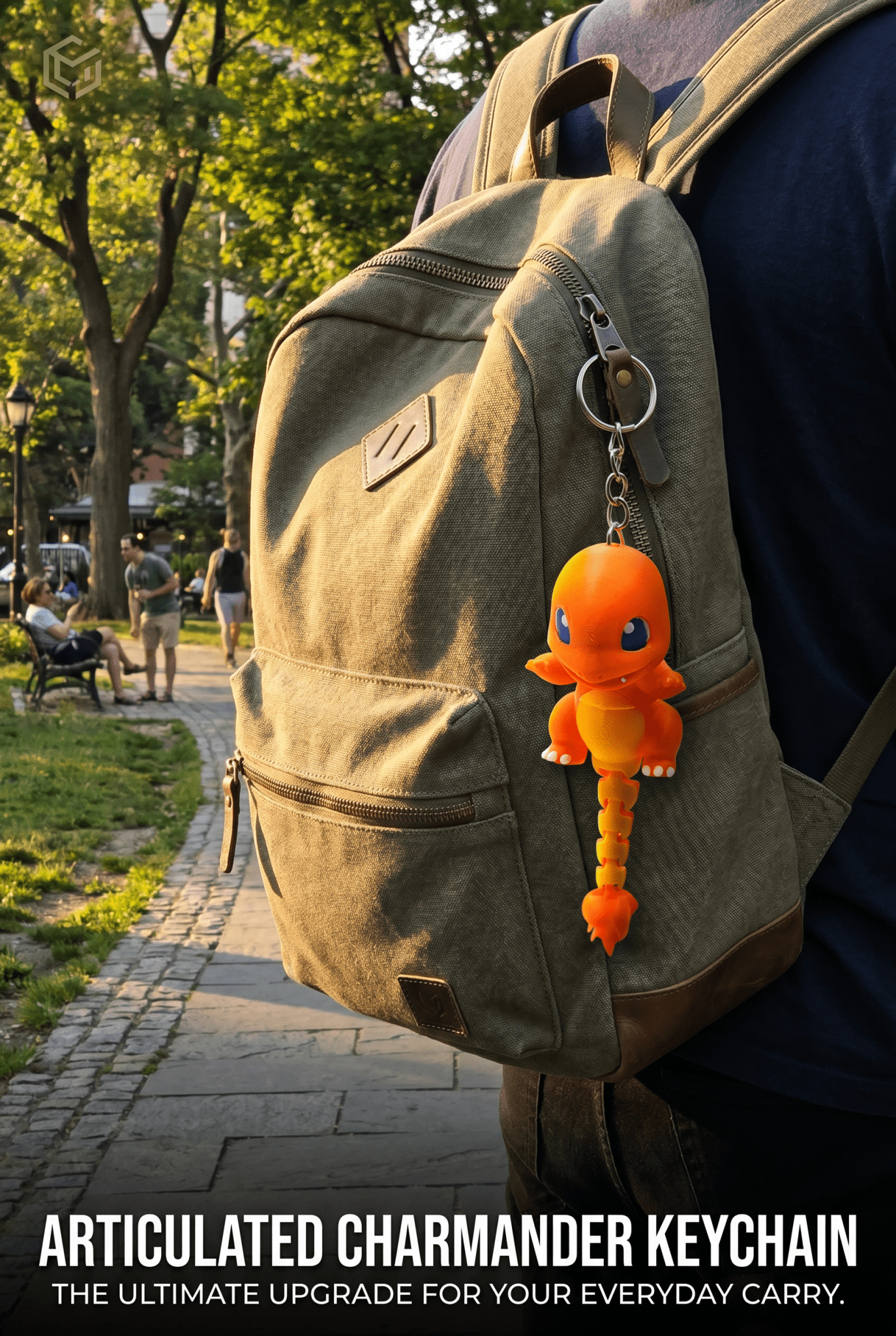 Cute Articulated Charmander Keychain | 3D Printed Fire Lizard Keychain | Pocket Monster Inspired Backpack Charm | Cute Gamer Gift | Fantasy Creature Accessory - SkeletonEarth Designs