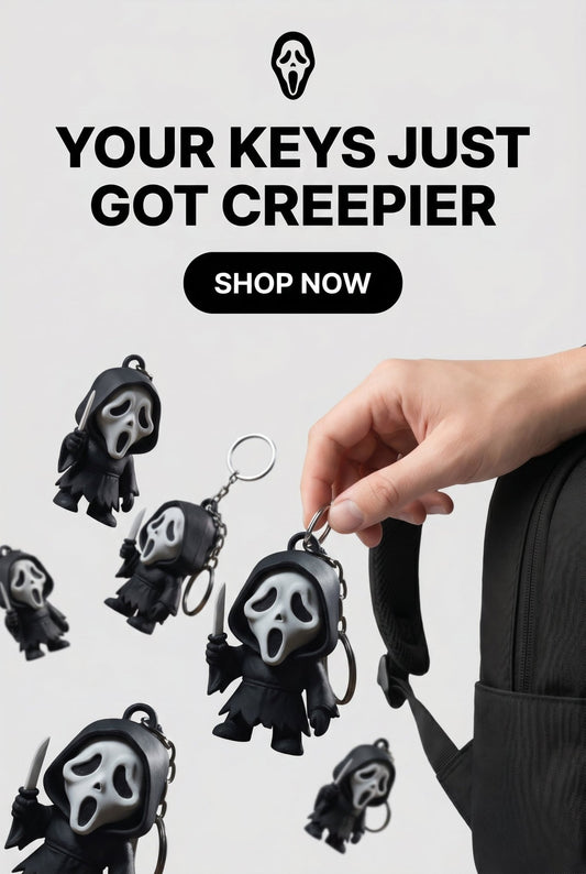 Flexi Ghostface Keychain | 3D Printed Horror Keychain | Halloween Bag Charm | Spooky Slasher Gift | Horror Collectible - SkeletonEarth Designs