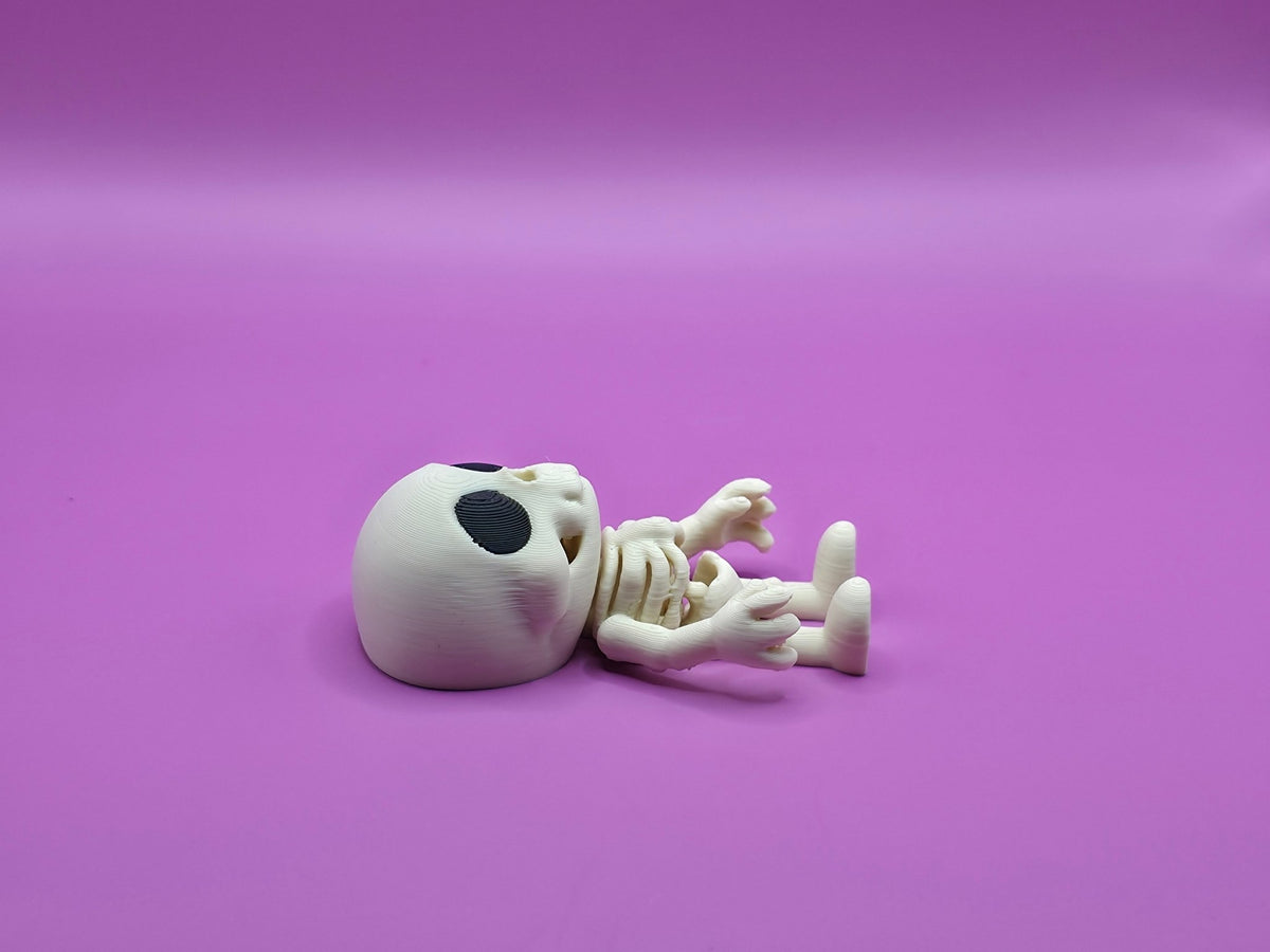 Flexi Skeleton Figurine, 3D Printed Poseable Skull Figure, Spooky Fridge Decor - SkeletonEarth Designs