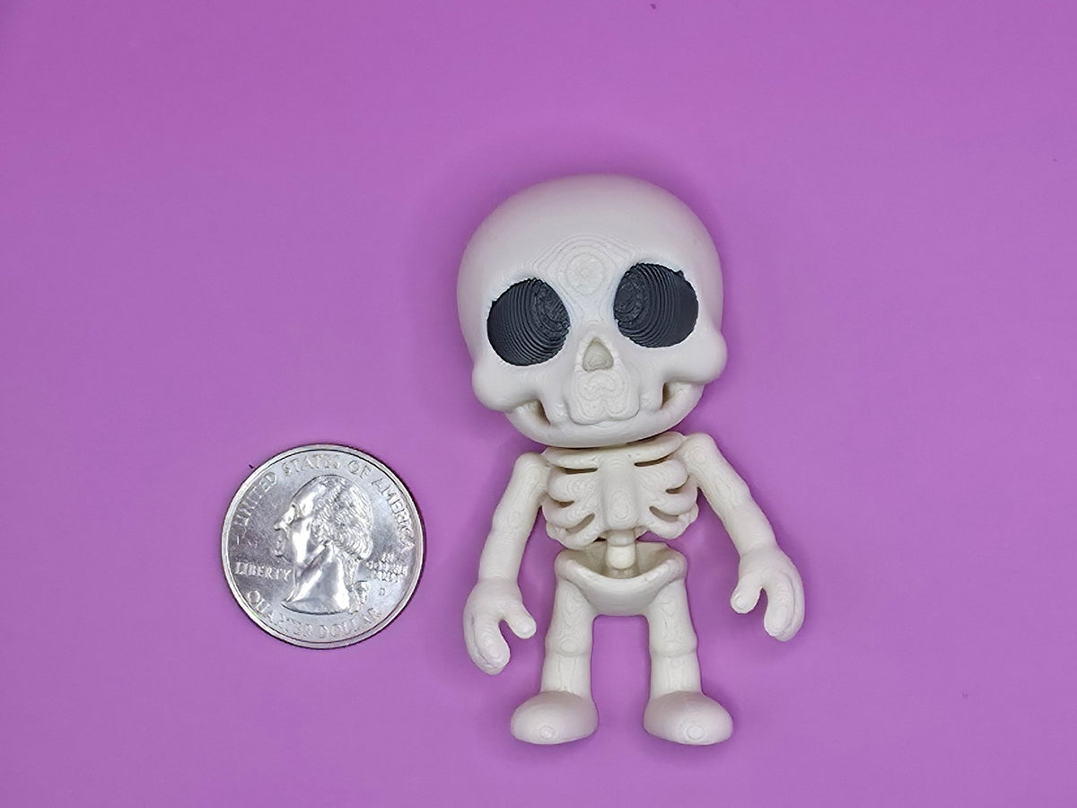 Flexy Skeleton Magnet, 3D Printed Poseable Skull Figure, Spooky Fridge Decor - SkeletonEarth Designs