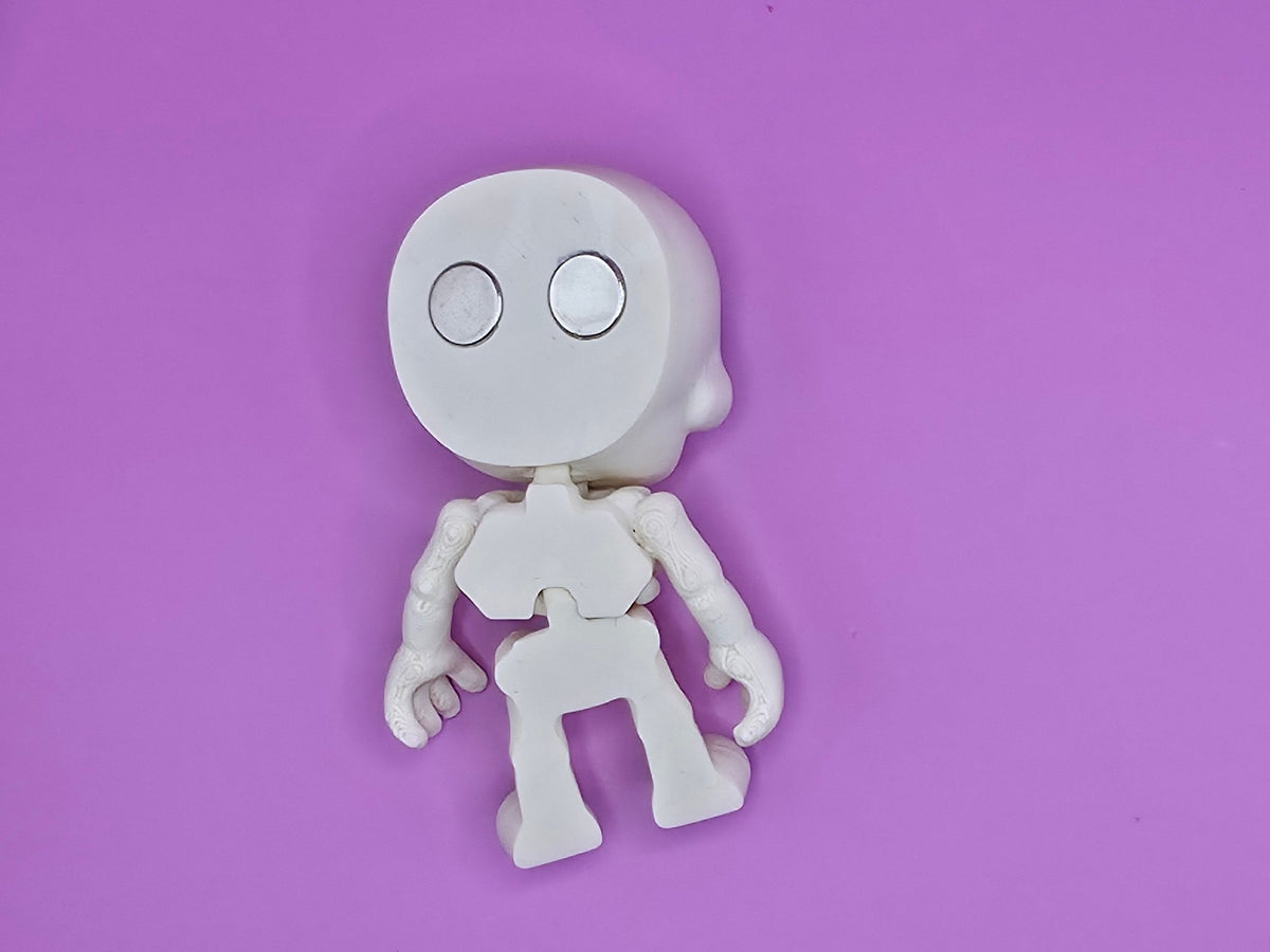 Flexy Skeleton Magnet, 3D Printed Poseable Skull Figure, Spooky Fridge Decor - SkeletonEarth Designs