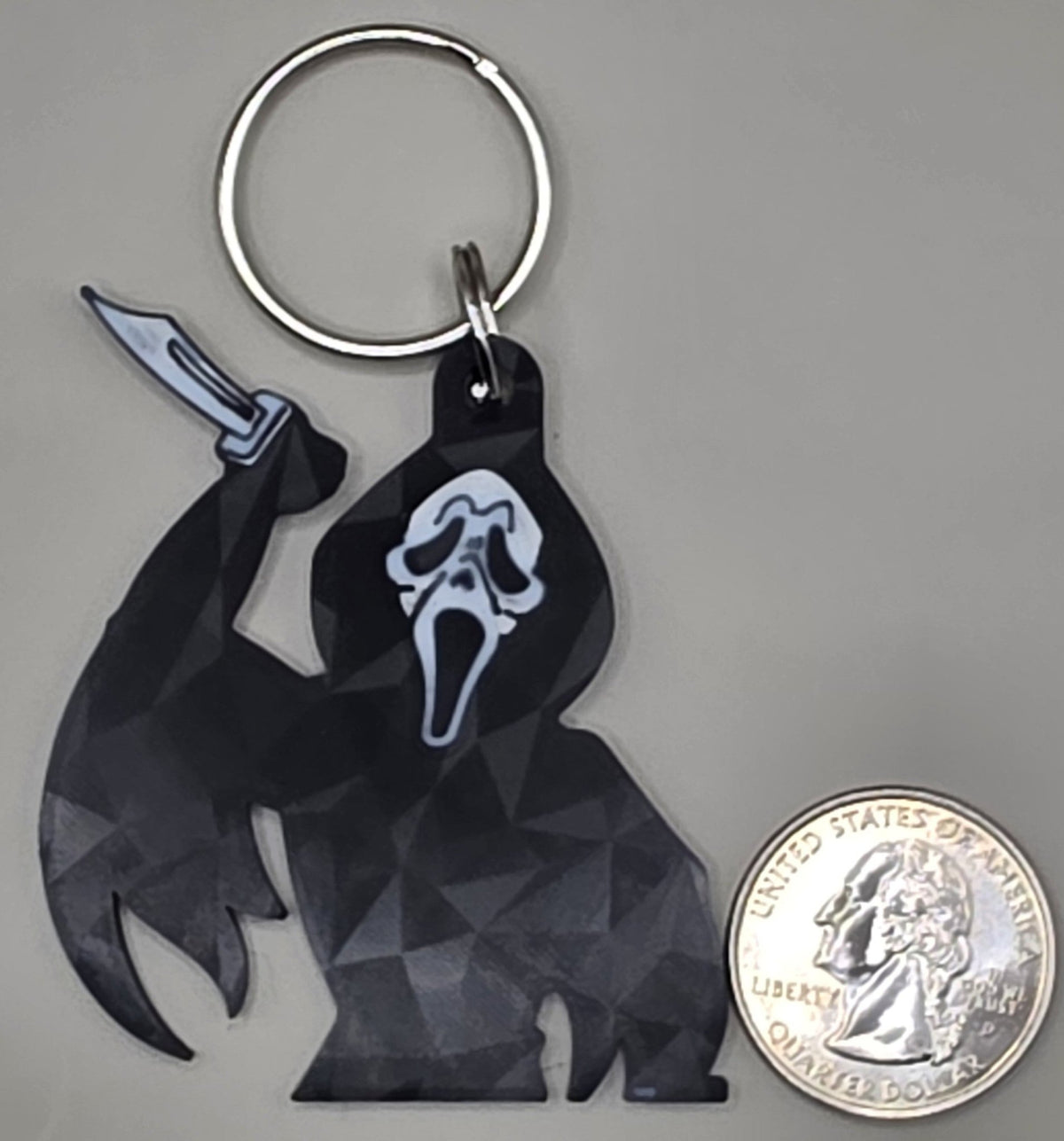 Ghostface Keychain, 3D Printed Horror Keyring, Scream Movie Inspired Accessory, Spooky Halloween Gift, Horror Fan Bag Charm, Gothic Keychain - SkeletonEarth Designs