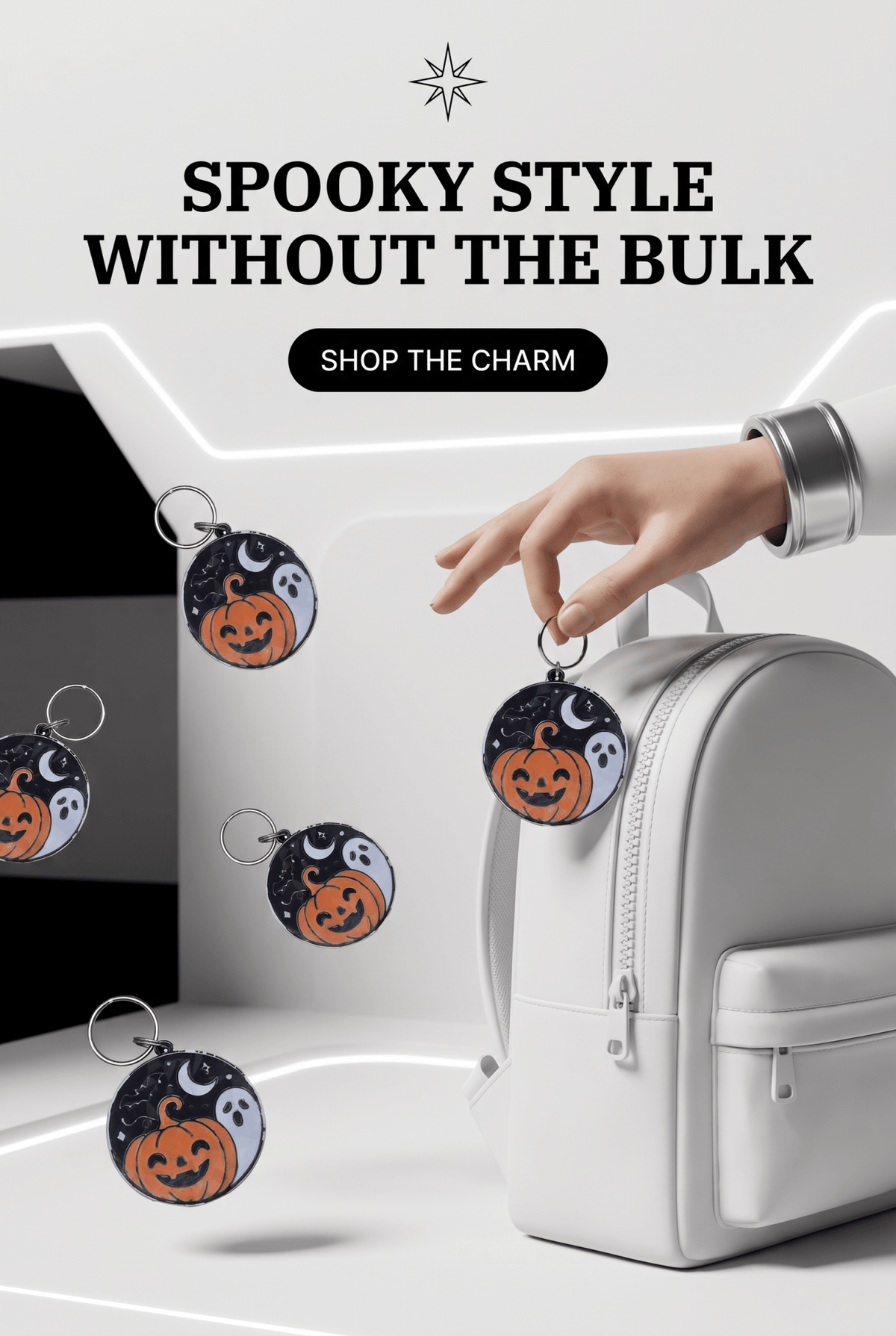 Halloween Keychain Pumpkin Ghost 3D Printed Spooky Season Bag Charm Trick or Treat Gift Fall Accessory - SkeletonEarth Designs
