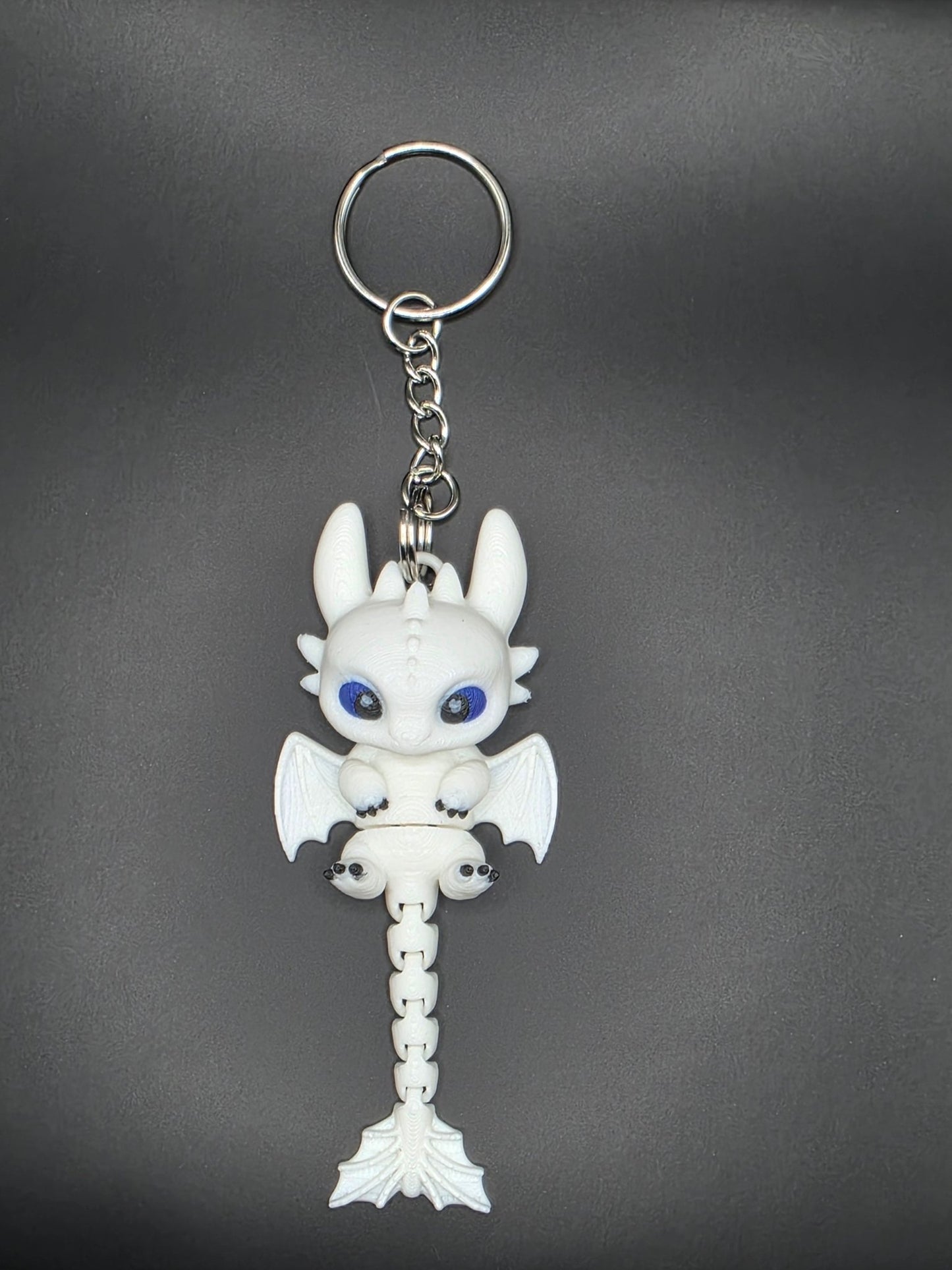 White Dragon Keychain | 3D Printed Charm | Backpack Accessory | Ideal for Dragon Fans - SkeletonEarth Designs