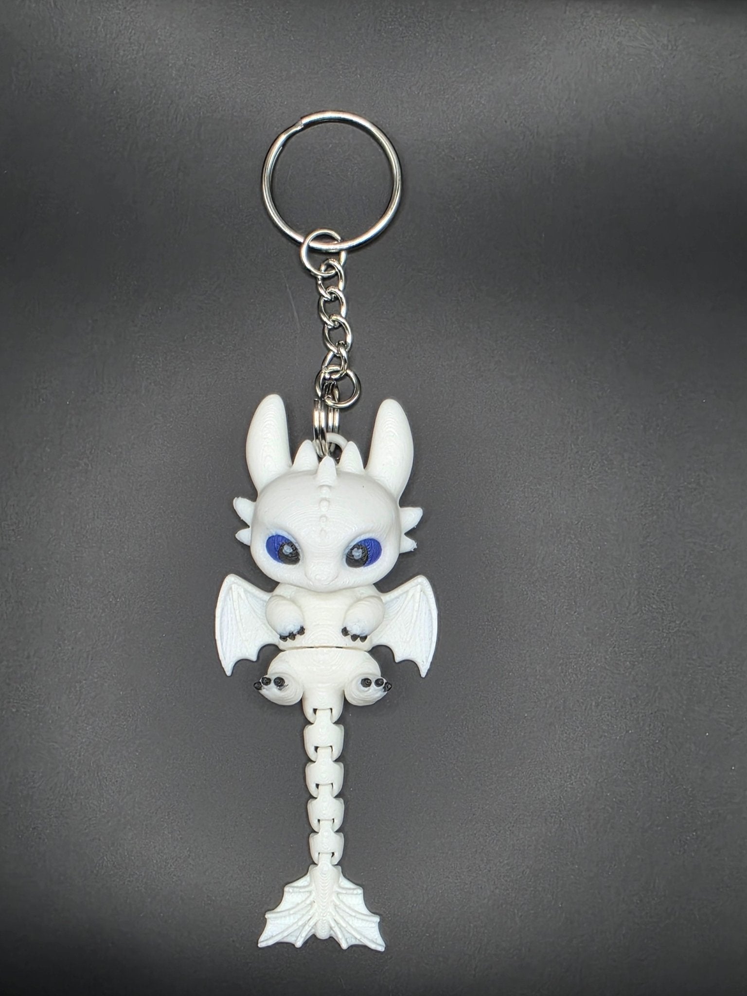White Dragon Keychain | 3D Printed Charm | Backpack Accessory | Ideal for Dragon Fans - SkeletonEarth Designs