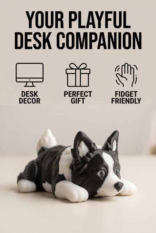 Mini Flexi Border Collie Puppy | Print - in - Place Articulated 3D Print - SkeletonEarth Designs