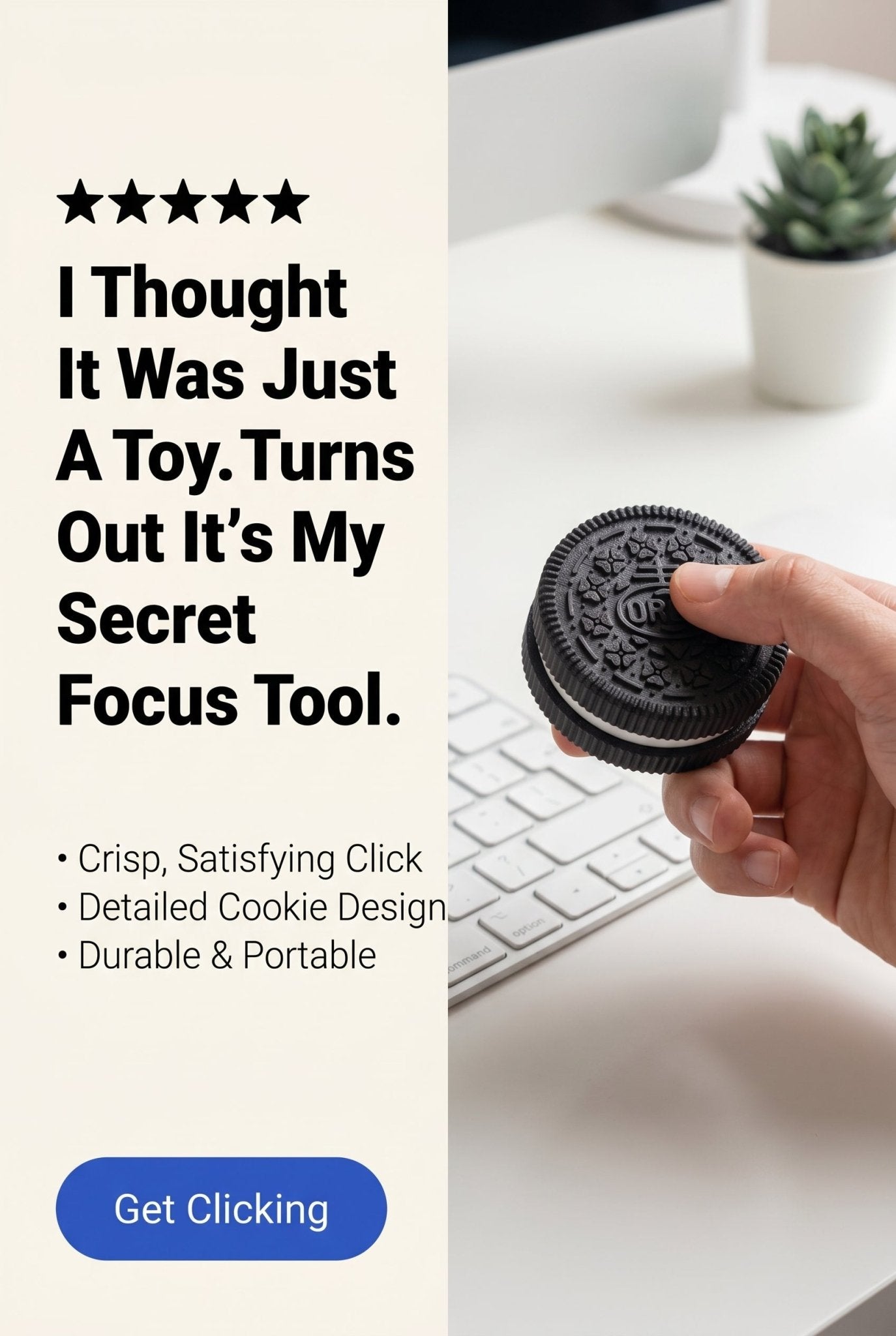 Oreo Clicker | 3D Printed Cookie - Inspired Fidget Toy | Satisfying Click Desk Toy | Novelty Gift - SkeletonEarth Designs