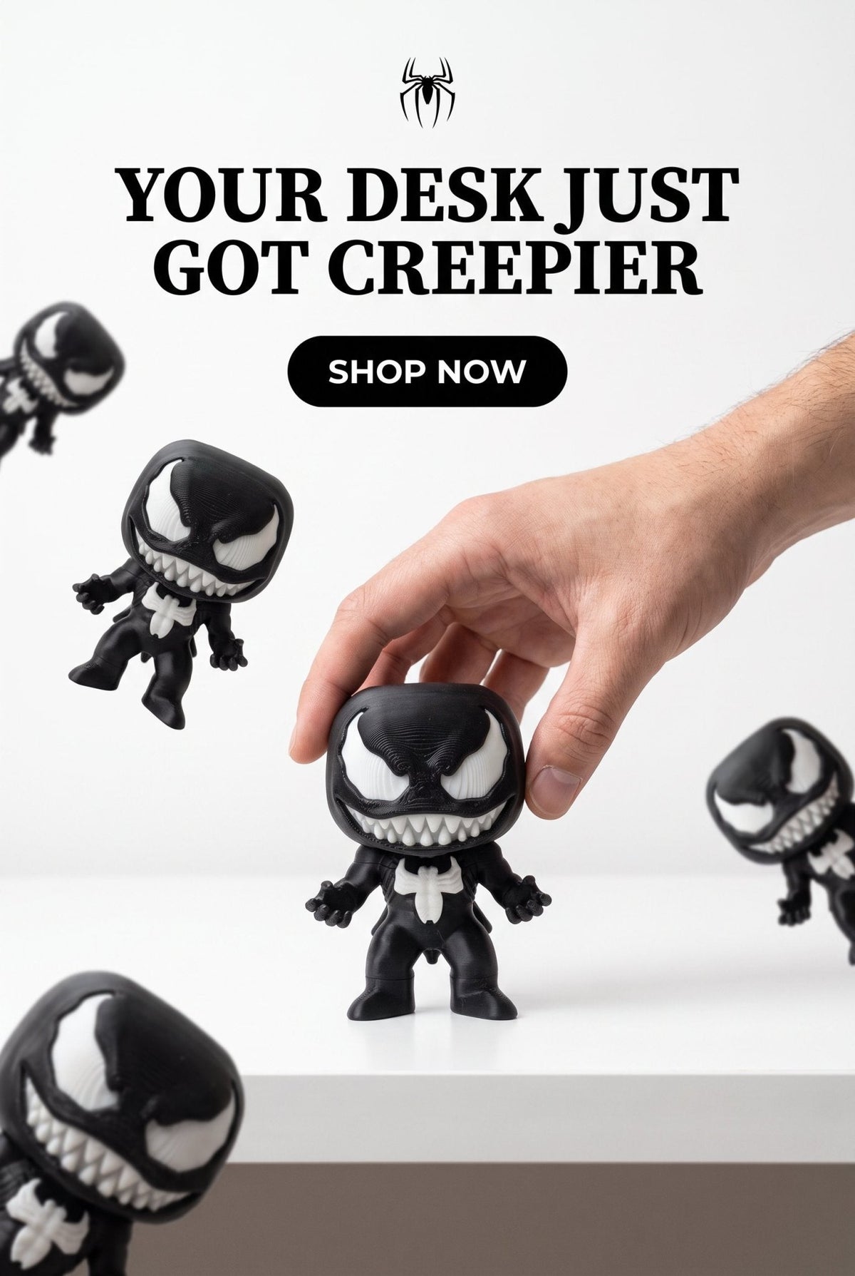Venom Inspired 3D Printed Figurine, Symbiote Collectible, Comic Villain Desk Decor, Spider Hero Fan Gift, Black Tentacle Display Figure - SkeletonEarth Designs