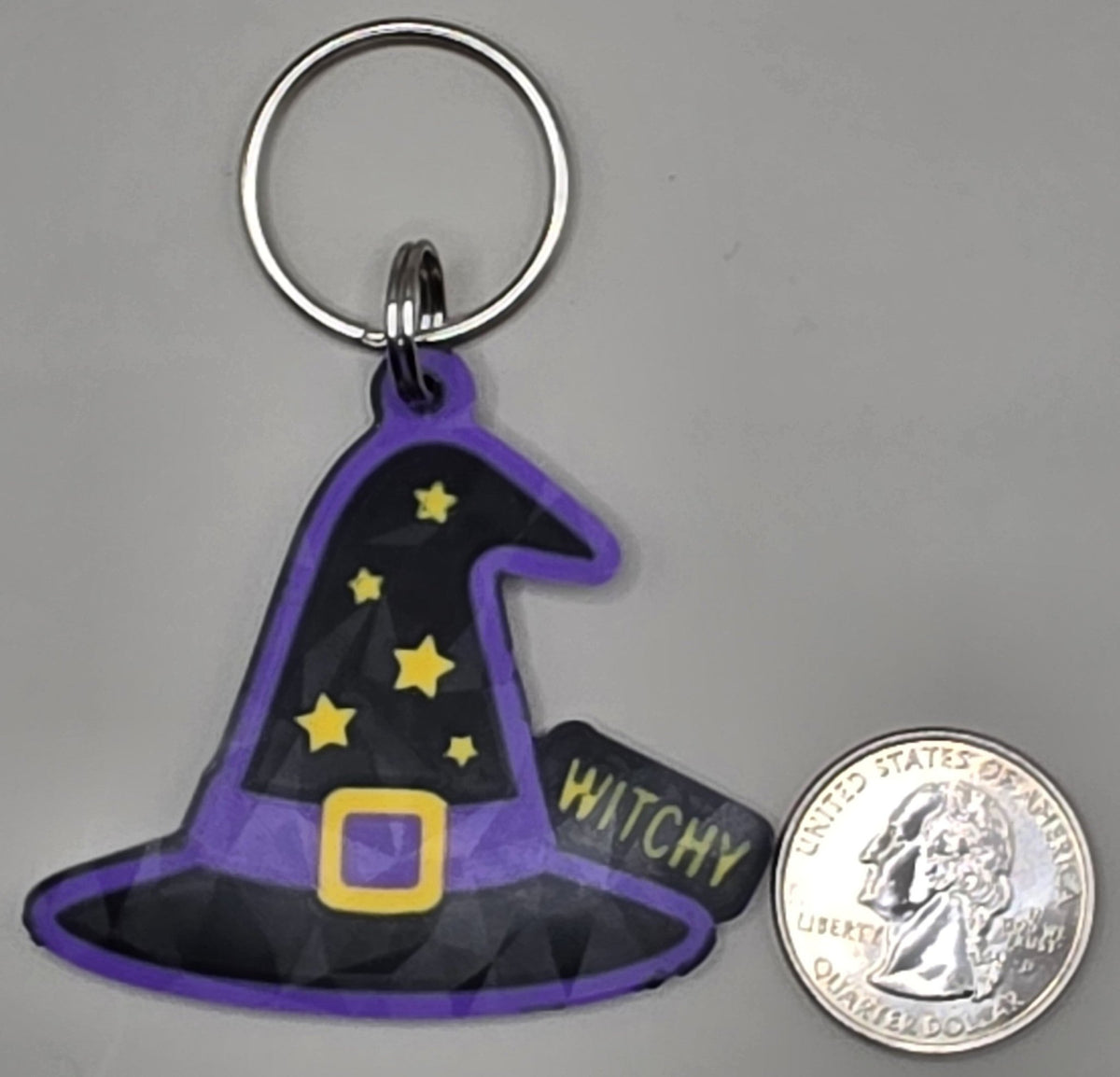 Witch Hat Keychain, 3D Printed Halloween Keychain, Spooky Witch Gift, Purple Witch Hat Charm, Halloween Bag Accessory, Cute Witchy Decor - SkeletonEarth Designs