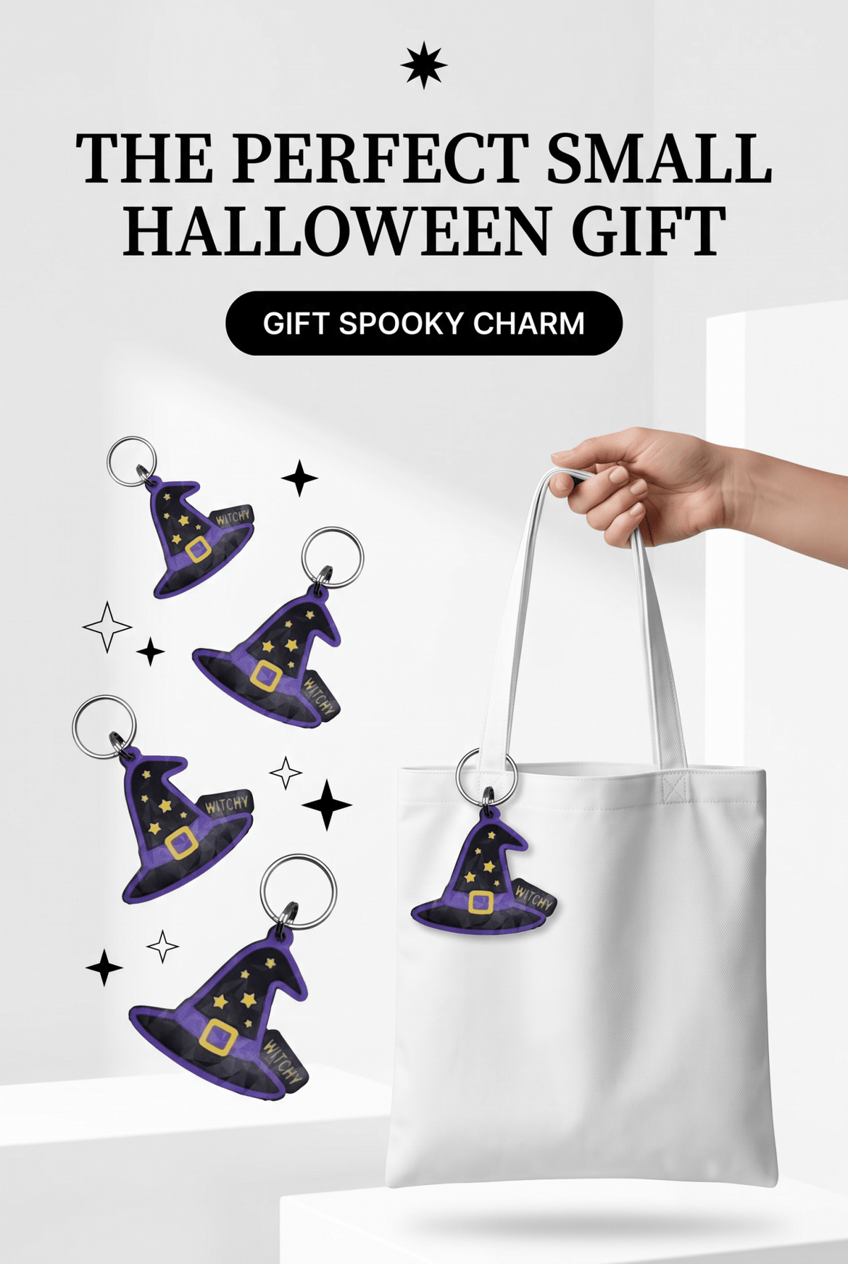 Witch Hat Keychain, 3D Printed Halloween Keychain, Spooky Witch Gift, Purple Witch Hat Charm, Halloween Bag Accessory, Cute Witchy Decor - SkeletonEarth Designs